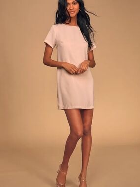 Lulu's Soft Blush Pink Short Sleeve Shift Dress